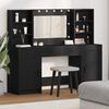 vidaXL Conjunto de mesa de vestidor con LED 3 pcs Roble Negro