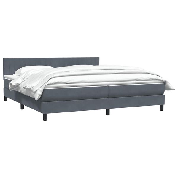 vidaXL Cama box spring con colch&oacute;n terciopelo gris oscuro 180x220 cm
