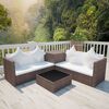 vidaXL Set muebles de jardín 4 piezas y cojines ratán sintético marrón