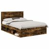vidaXL Estructura de cama con cabecera Roble ahumado 160 x 200 cm