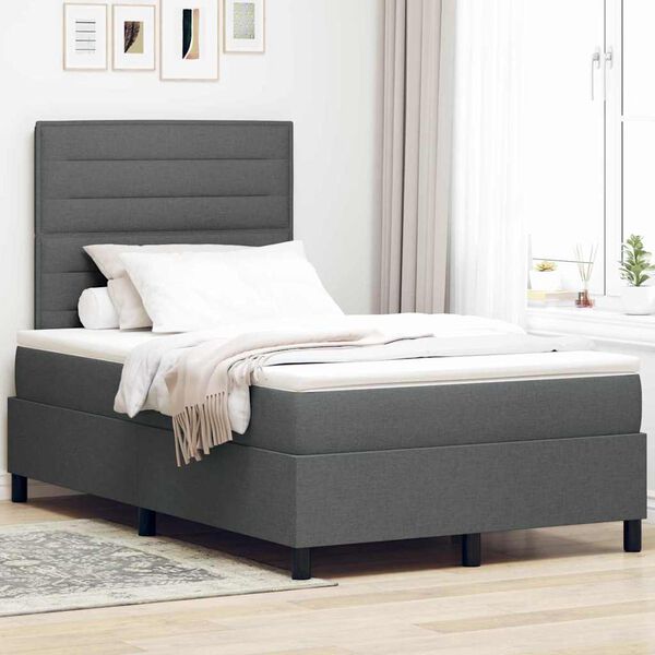 vidaXL Cama tipo Box Spring con colch&oacute;n Gris oscuro 120 x 200 cm tela