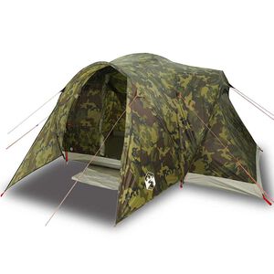 vidaXL Tienda campa&ntilde;a familiar igl&uacute; 6 personas impermeable camuflaje