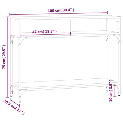 vidaXL Mesa consola madera de ingeniería gris Sonoma 100x30,5x75 cm