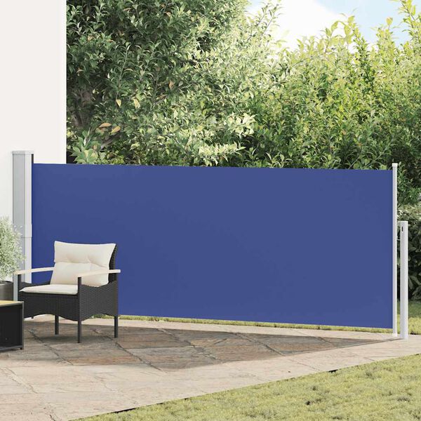 vidaXL Toldo lateral retr&aacute;ctil de jard&iacute;n azul 140x500 cm