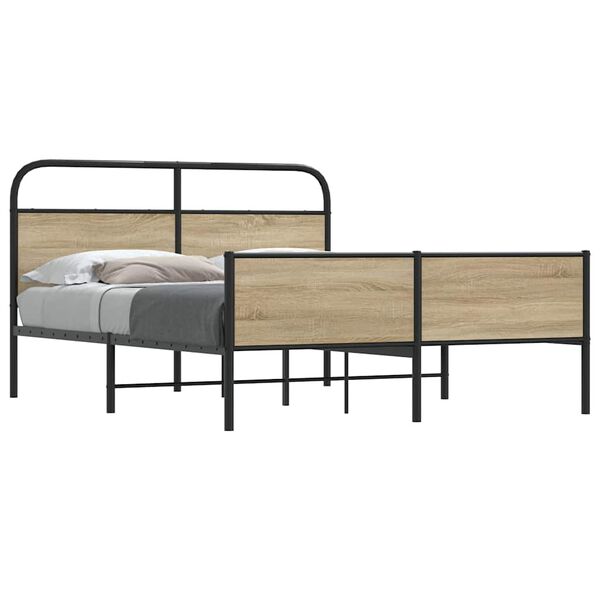 vidaXL Estructura de cama sin colchón metal roble ahumado 180x200 cm