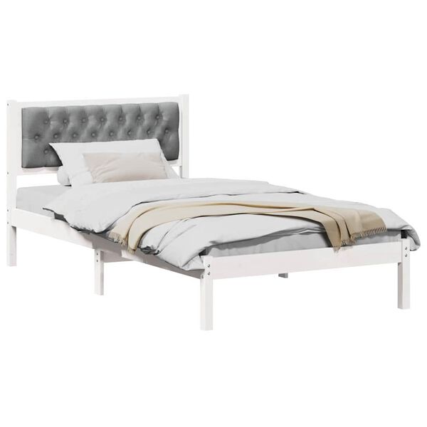 vidaXL Estructura de cama con cabecera Gris Claro 100 x 200 cm