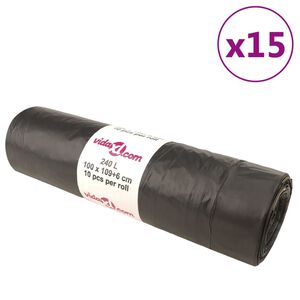 vidaXL Bolsas de basura con cierre de cord&oacute;n 150 unidades negras 240 l