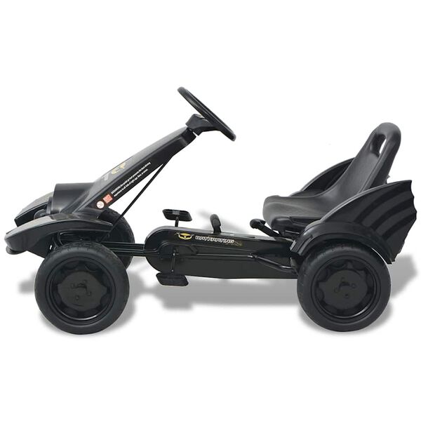 vidaXL Kart con pedales y asiento ajustable negro