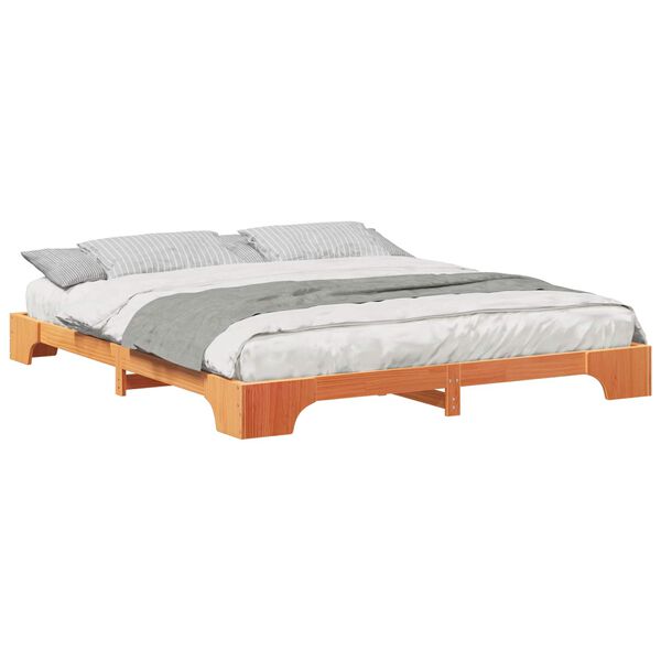 vidaXL Estructura de cama Marr&oacute;n 200 x 210 cm Madera de pino macizo