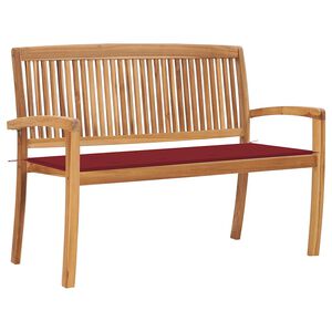 vidaXL Banco de jard&iacute;n apilable y coj&iacute;n madera maciza de teca 128,5 cm