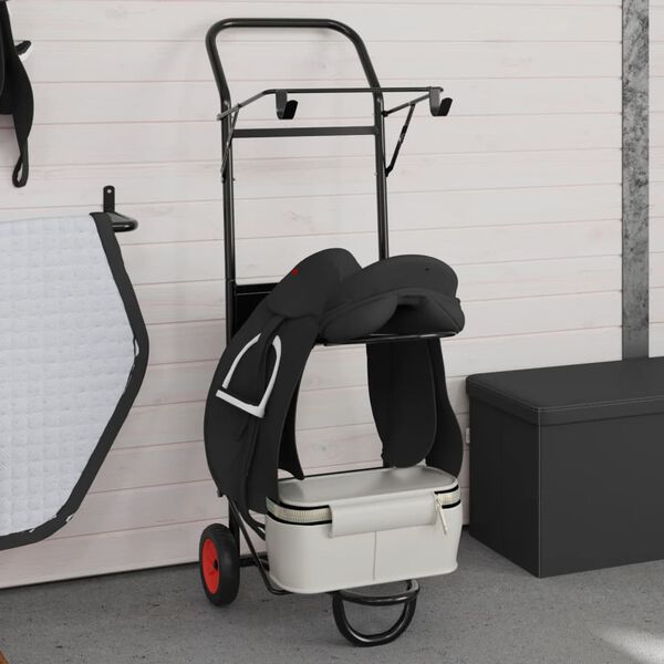 vidaXL Carrito de silla de montar plegable acero negro