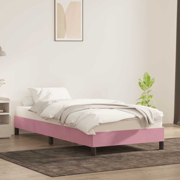 vidaXL Estructura de cama sin colch&oacute;n terciopelo rosa 80x210 cm