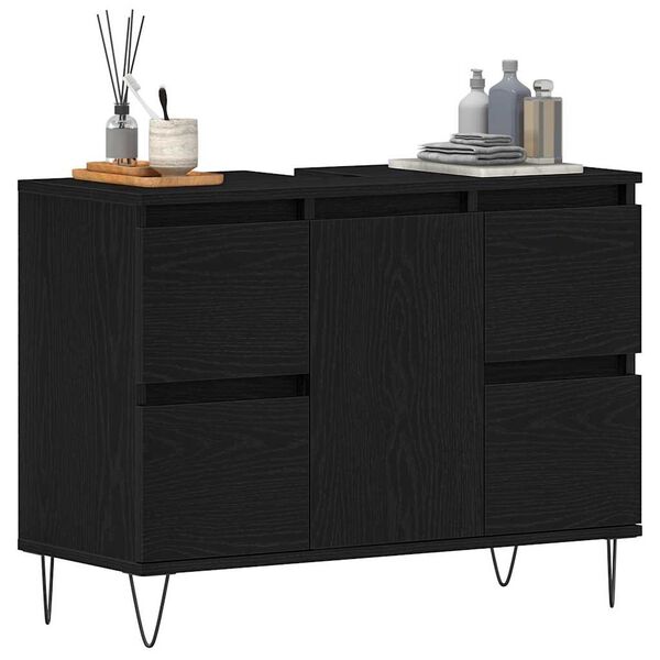 vidaXL Gabinete de Lavabo para Baño Roble Negro 80 x 33 x 60 cm