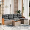 vidaXL Set de muebles de jard&iacute;n 6 pzas y cojines rat&aacute;n sint&eacute;tico gris