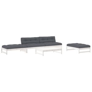 vidaXL Juego de muebles jard&iacute;n 6 piezas y cojines madera maciza blanco