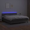 vidaXL Cama box spring colch&oacute;n y LED cuero sint&eacute;tico gris 180x200 cm