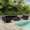 vidaXL Set muebles de jard&iacute;n 10 piezas y cojines rat&aacute;n sint&eacute;tico negro