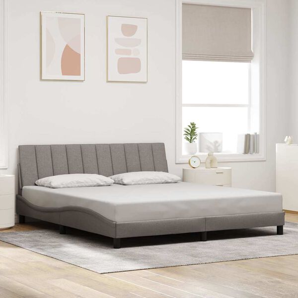 vidaXL Estructura de cama sin colch&oacute;n Hanko tela gris taupe 180x200 cm
