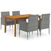 vidaXL Juego de comedor para jard&iacute;n de 5 piezas gris