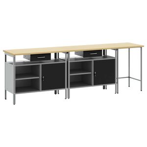 vidaXL Conjunto de banco de trabajo 3 uds. Rojo y Gris