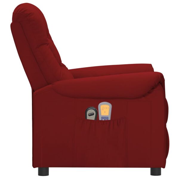 vidaXL Sill&oacute;n de masaje el&eacute;ctrico cuero sint&eacute;tico rojo tinto