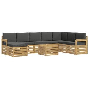 vidaXL Conjunto de sof&aacute;s de exterior 9 uds. Blanco y Antracita