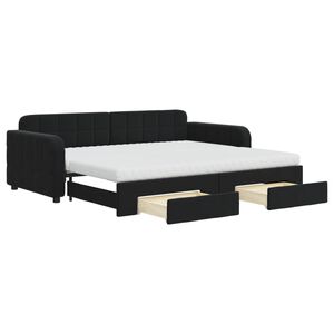 vidaXL Sof&aacute; cama nido con cajones terciopelo negro 90x200 cm