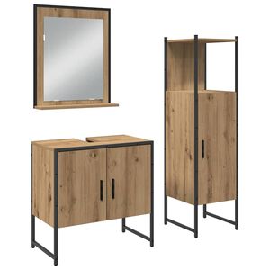 vidaXL Juego de muebles de ba&ntilde;o 3 pcs Marr&oacute;n Madera contrachapada