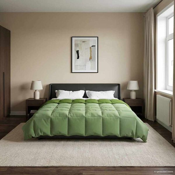 vidaXL Edred&oacute;n de Verano Acolchado Verde 200 x 200 cm Microfibra