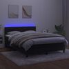 vidaXL Cama box spring colch&oacute;n y LED terciopelo negro 140x190 cm