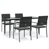 vidaXL Juego comedor jard&iacute;n 5 piezas y cojines rat&aacute;n sint&eacute;tico y acero