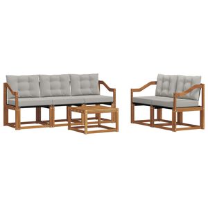 vidaXL Conjunto de sof&aacute;s de exterior 6 pcs Gris Natural y Claro