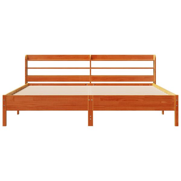 vidaXL Cama sin colch&oacute;n madera maciza de pino marr&oacute;n cera 200x200 cm