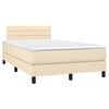 vidaXL Cama box spring con colch&oacute;n y LED tela crema 120x200 cm