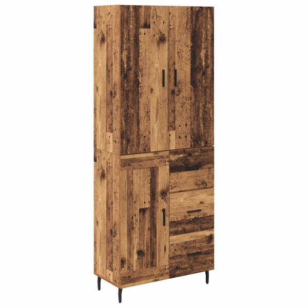 vidaXL Aparador alto con caj&oacute;n 2 pcs Madera envejecida