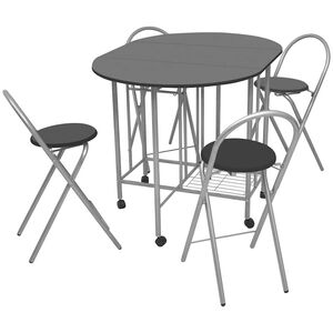 vidaXL Conjunto de comedor plegable 5 piezas MDF negro