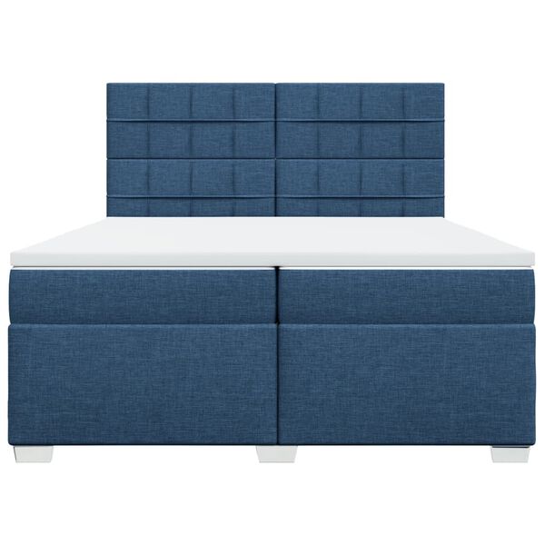 vidaXL Cama box spring con colch&oacute;n tela azul 200x200 cm