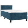 vidaXL Cama box spring colch&oacute;n y LED terciopelo azul oscuro 80x200 cm