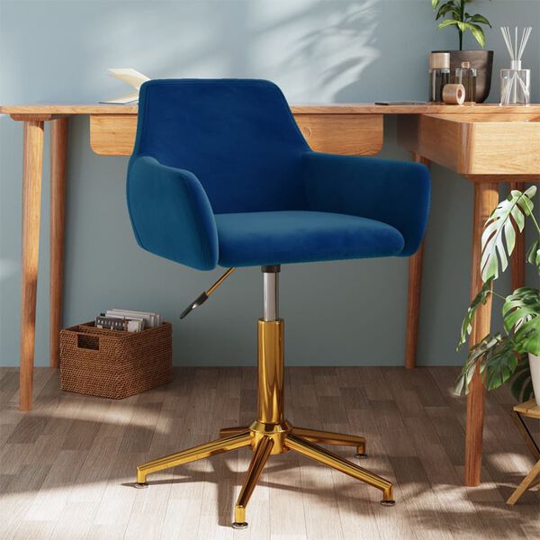vidaXL Silla de comedor giratoria de terciopelo azul