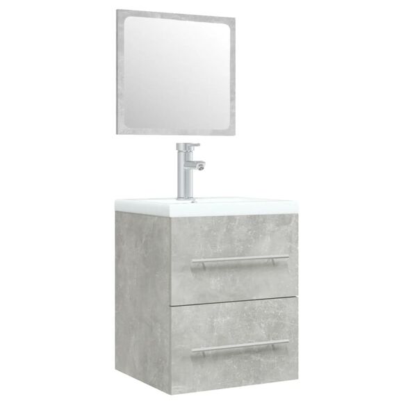 vidaXL Mueble de ba&ntilde;o con lavabo madera contrachapada gris hormig&oacute;n