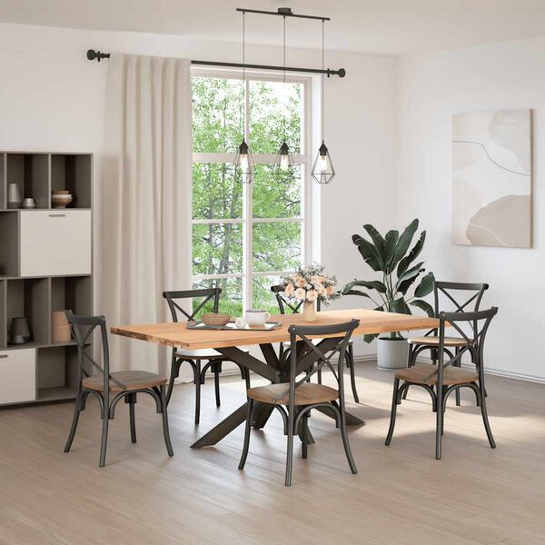 vidaXL Pata de mesa de comedor forma de ara&ntilde;a negra 150x78x(72-73) cm acero