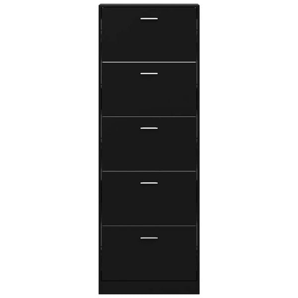 vidaXL Mueble zapatero madera contrachapada negro 59x17x169 cm