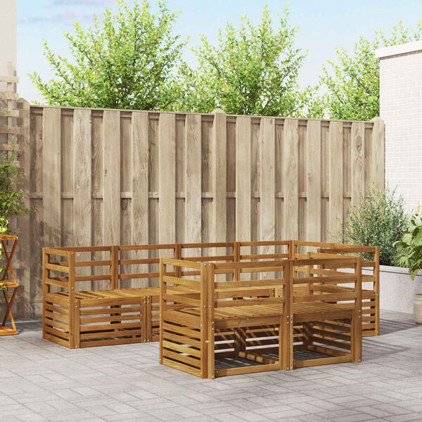 vidaXL Juegos de sof&aacute;s 7 pcs Natural Madera de Acacia S&oacute;lida