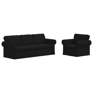 vidaXL Sof&aacute; 2 pcs Negro