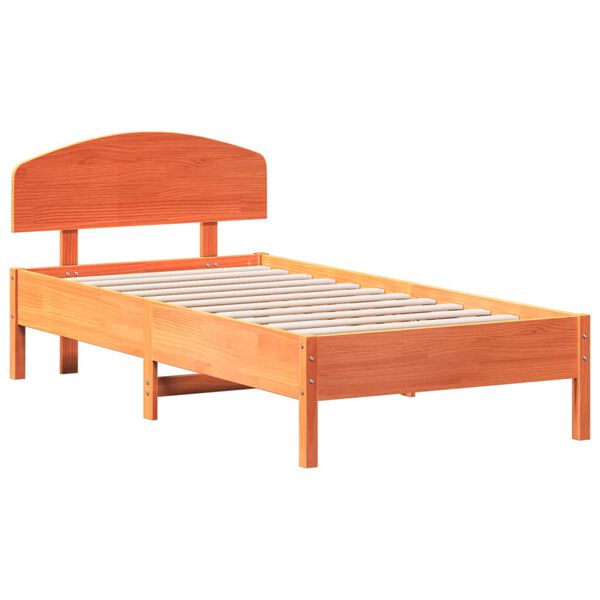 vidaXL Estructura de cama sin colch&oacute;n madera maciza marr&oacute;n 90x190 cm