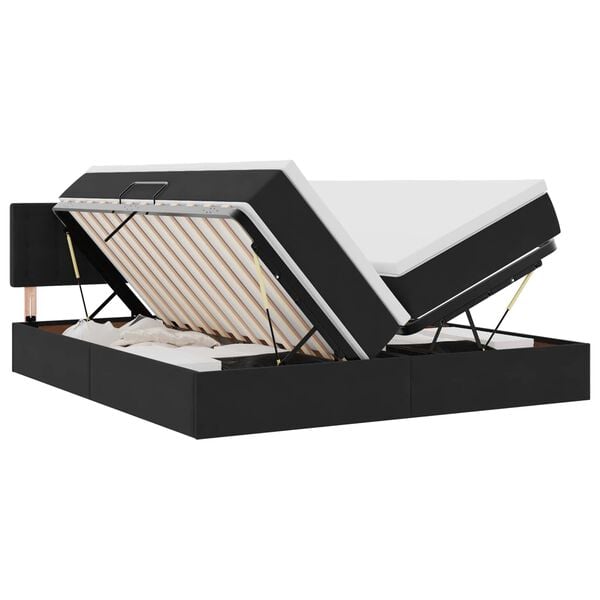 vidaXL Cama con tira de luces LED Negro 200 x 200 cm Terciopelo