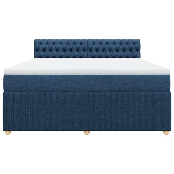 vidaXL Cama box spring con colch&oacute;n tela azul 180x200 cm
