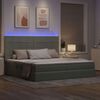 vidaXL Cama con almacenamiento y LED con LED Gris Claro 200 x 200 cm