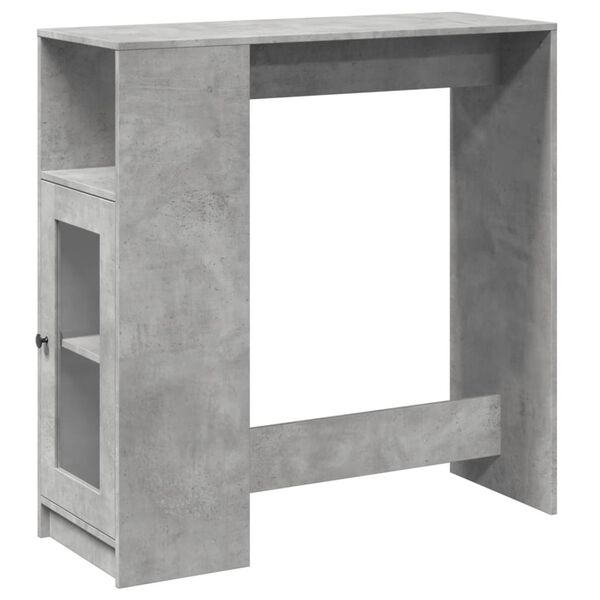 vidaXL Mesa alta bar con estantes madera gris hormigón 101x40x103,5 cm