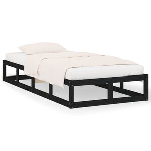 vidaXL Estructura de cama de madera maciza negra 90x200 cm
